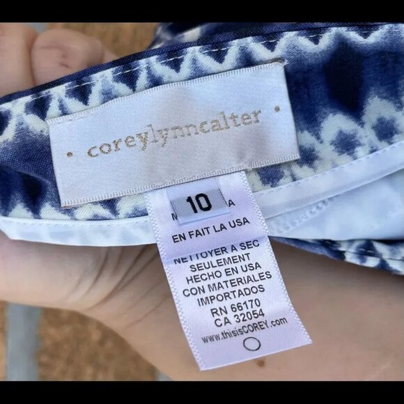 Anthropologie Corey Lynn Calter Blue Linen Wide Cropped Nalu Pants size 10 - Picture 9 of 11